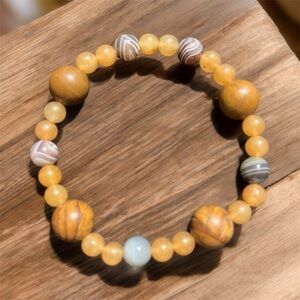 Men’s Botswana Agate & Orange Aventurine Beaded Bracelet